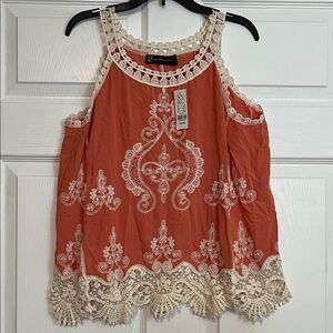 NY&C Lace Embroidered Sleeveless Boho Chic Top (Size: M) - Brand New